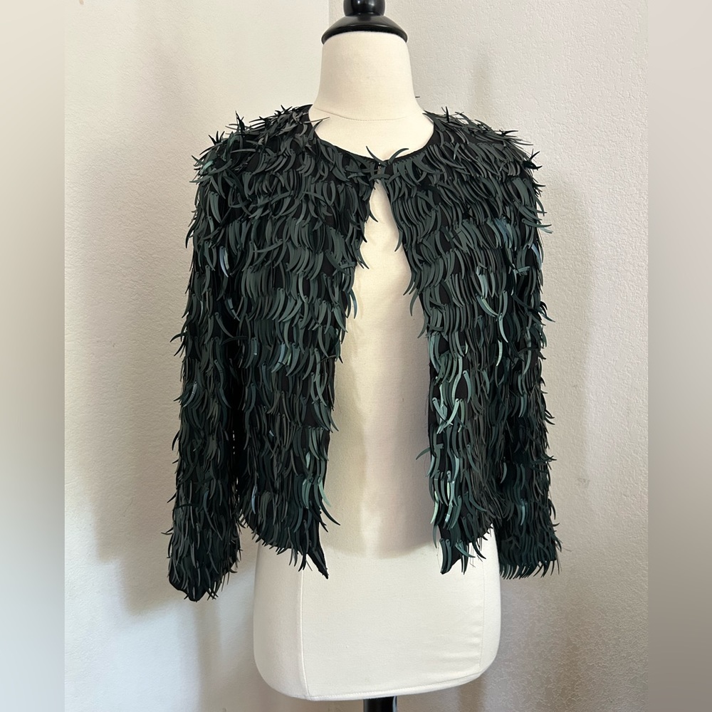 Topshop | Teal Sequined Blazer Jacket